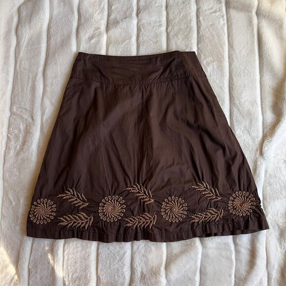 Vintage Y2K Brown Floral Embroidered Low Rise Skirt size 8 Whimsygoth - Picture 5 of 9